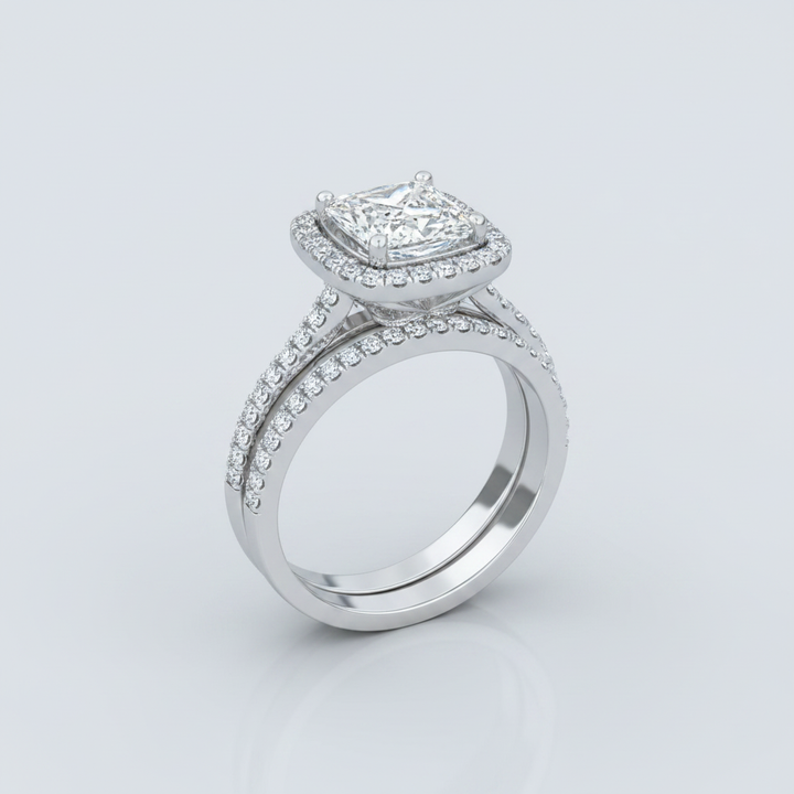 The Michelle Matching Wedding Band, Princess in 18K White Gold