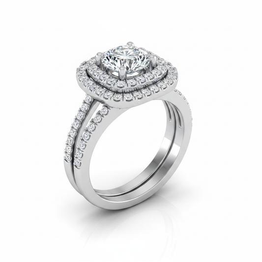 The Michelle Matching Wedding Band, Round in 18K White Gold