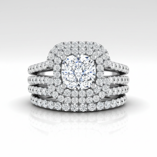 The Michelle Matching Wedding Band, Cushion in Platinum