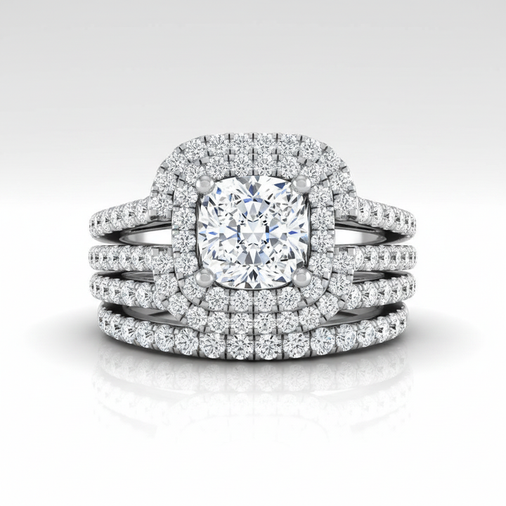 The Michelle Matching Wedding Band, Cushion in Platinum | RockHer