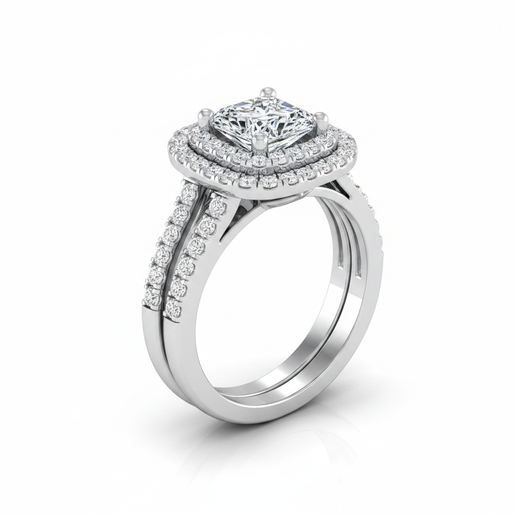 The Michelle Matching Wedding Band, Princess in Platinum