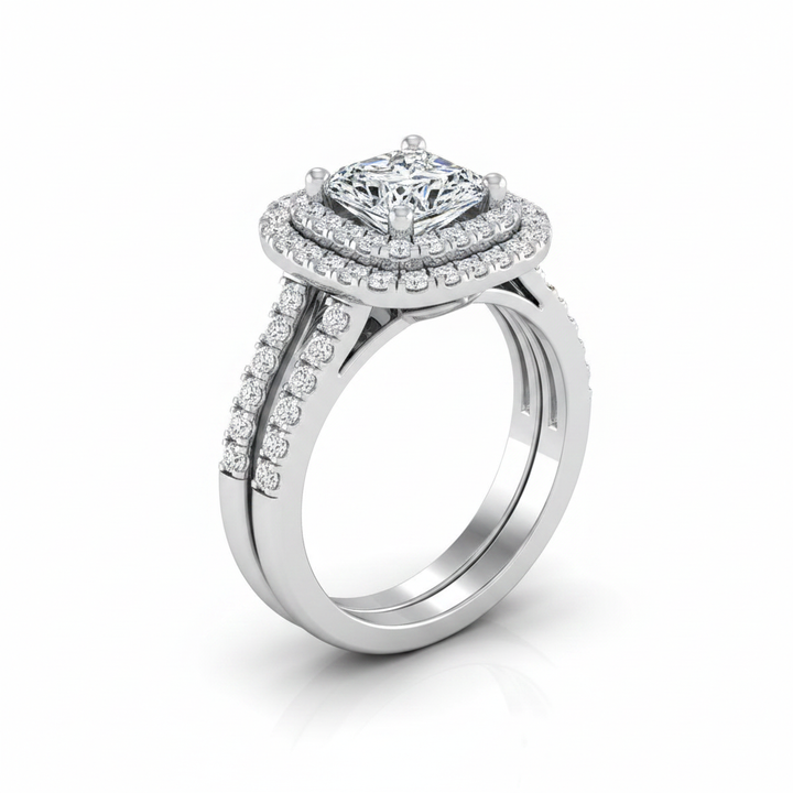 The Michelle Matching Wedding Band, Princess in Platinum | RockHer