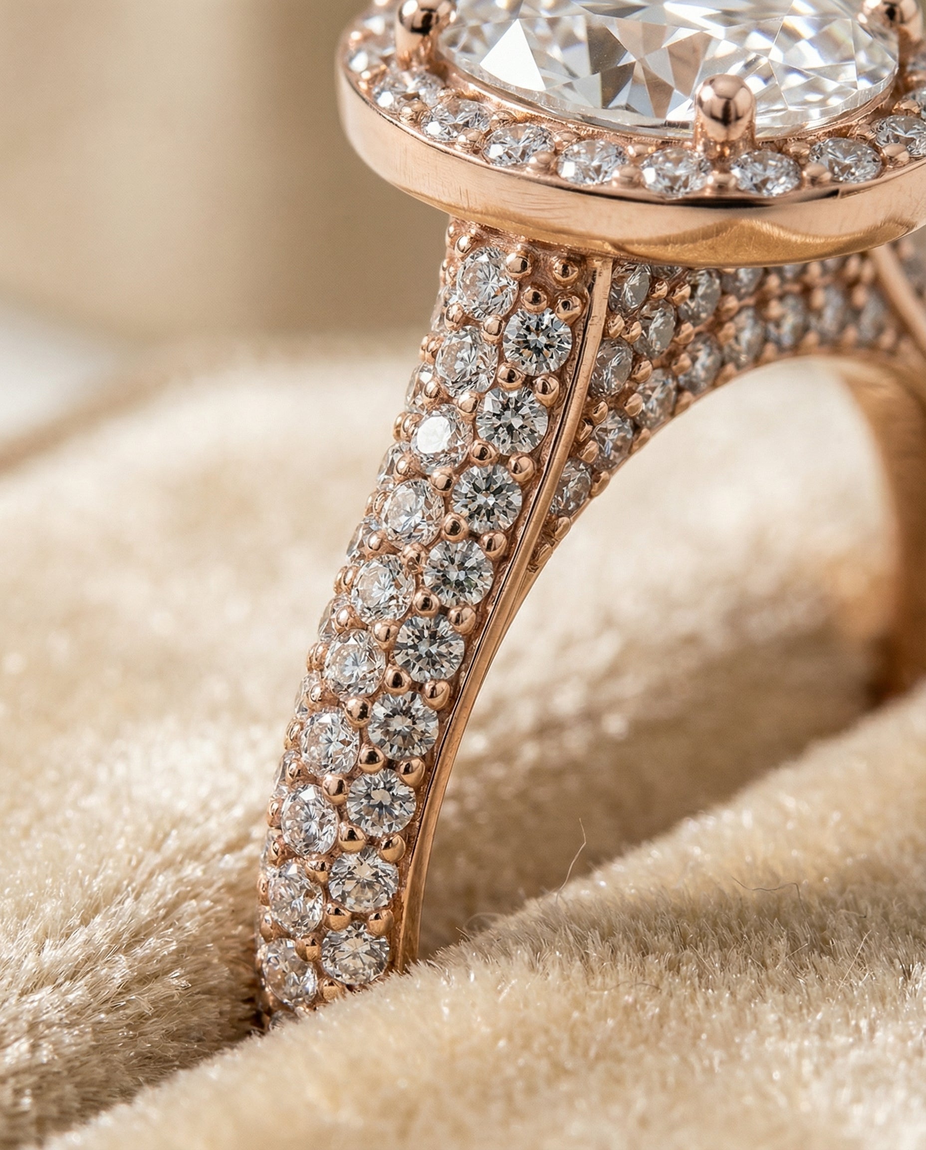 14K Rose Gold band of The Ella oval engagement ring setting | RockHer
