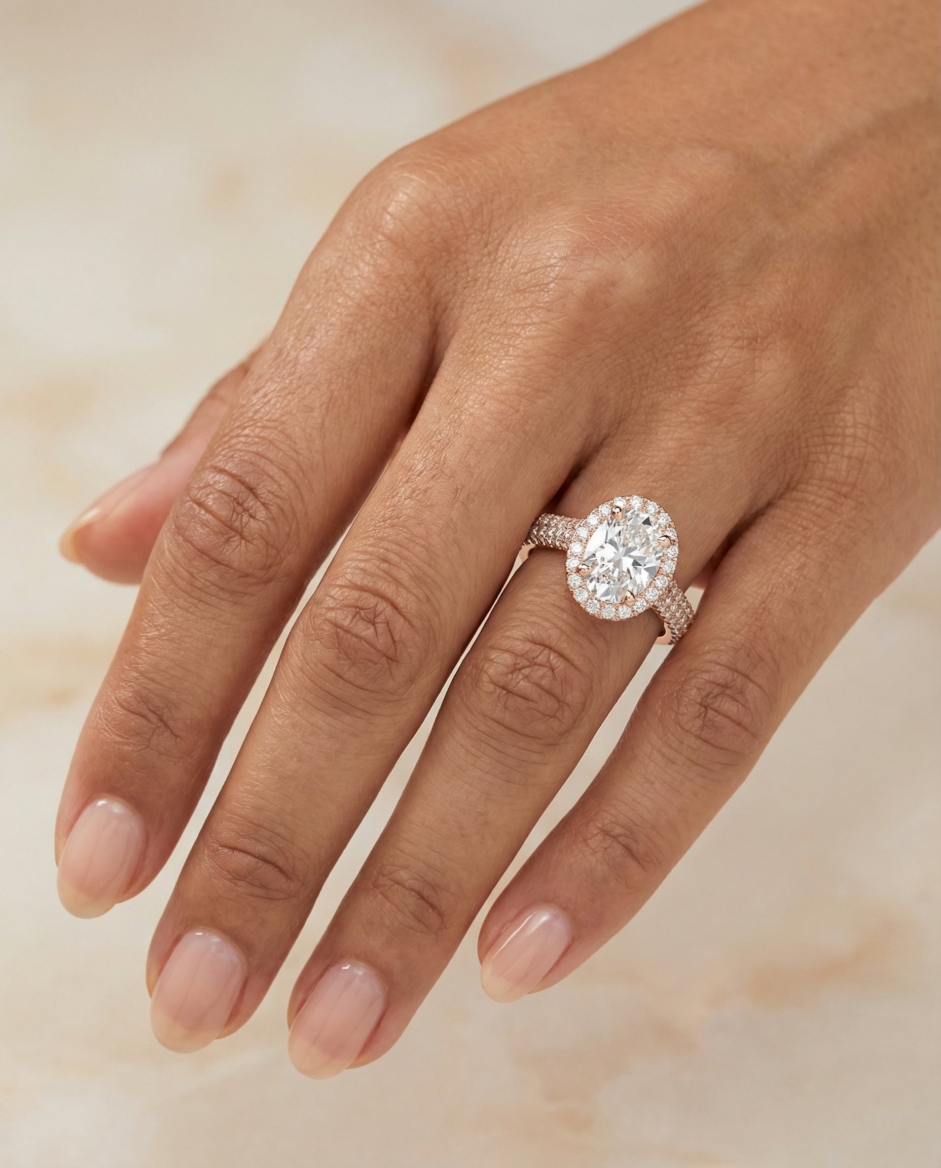 The Ella setting for oval diamonds, made to order in 14K Rose Gold | RockHer