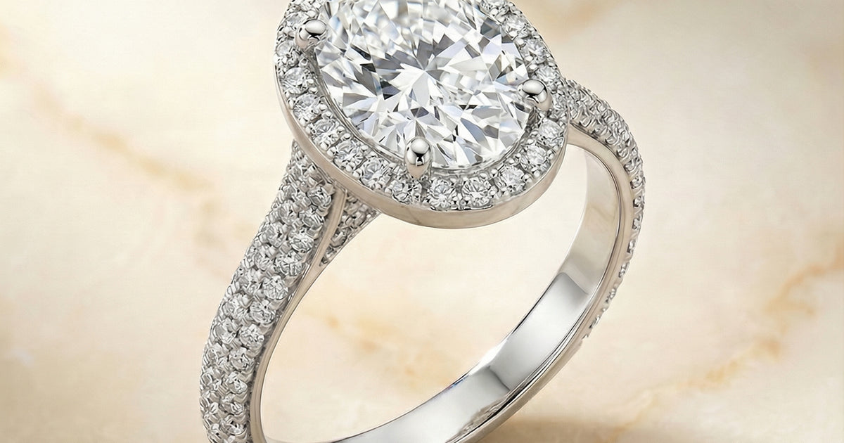 Ella Halo Oval Platinum Engagement Ring | RockHer