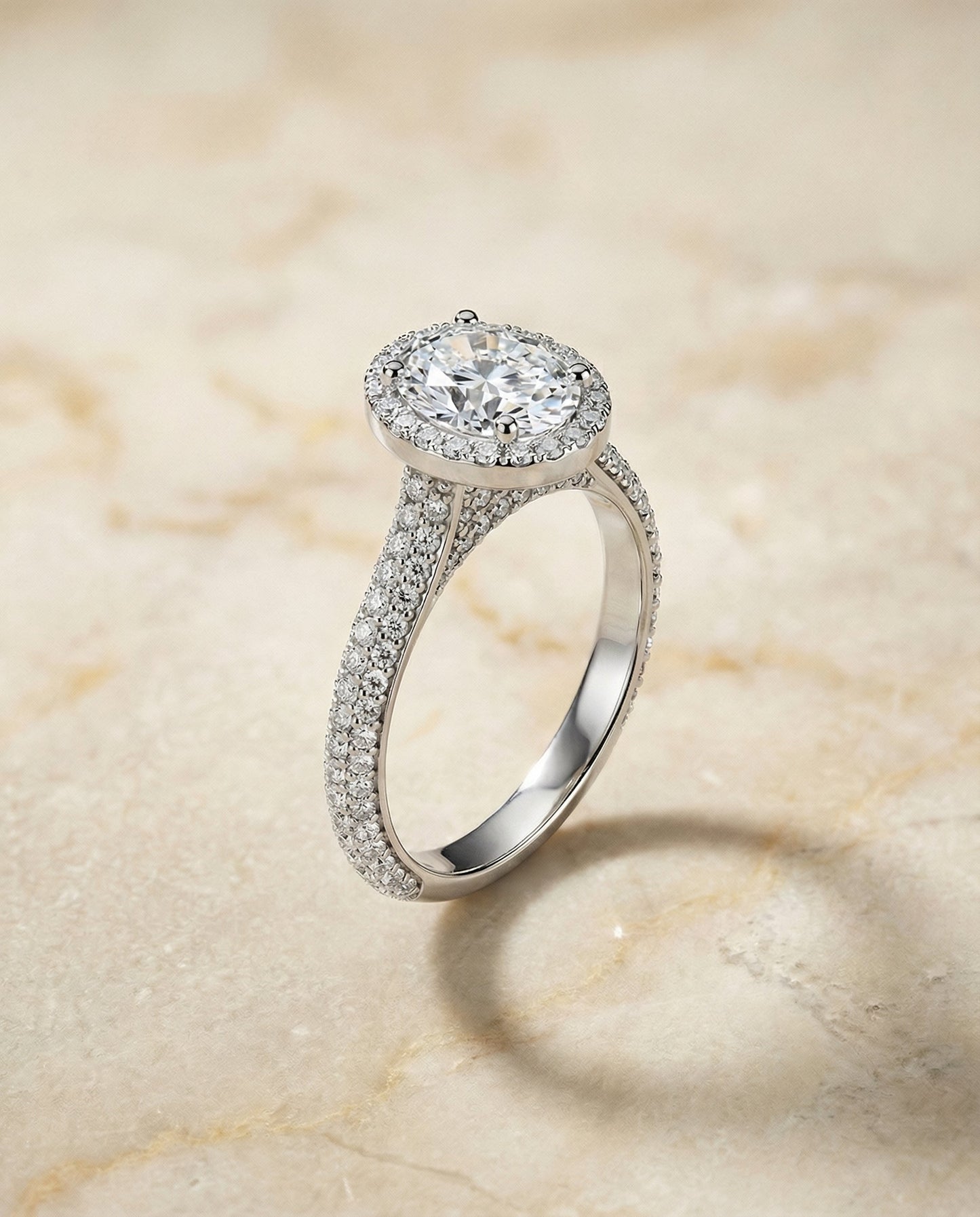 The Ella Select Pavé Halo Engagement Ring with Lab Diamond in Platinum — view 6