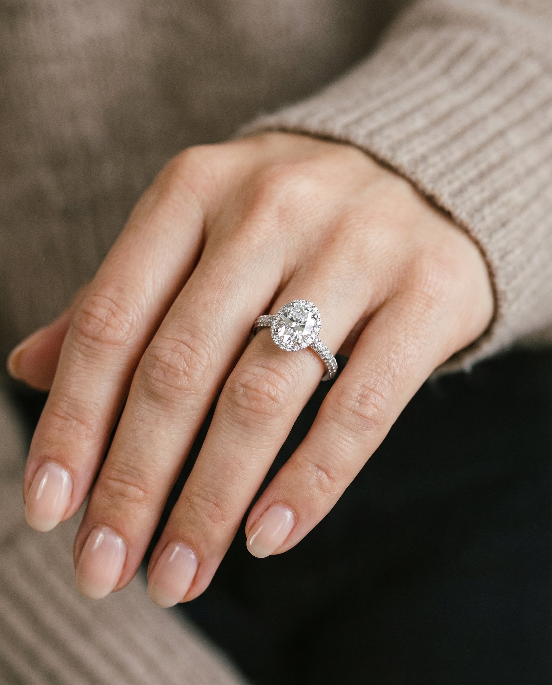 The Ella setting for oval diamonds, made to order in Platinum | RockHer
