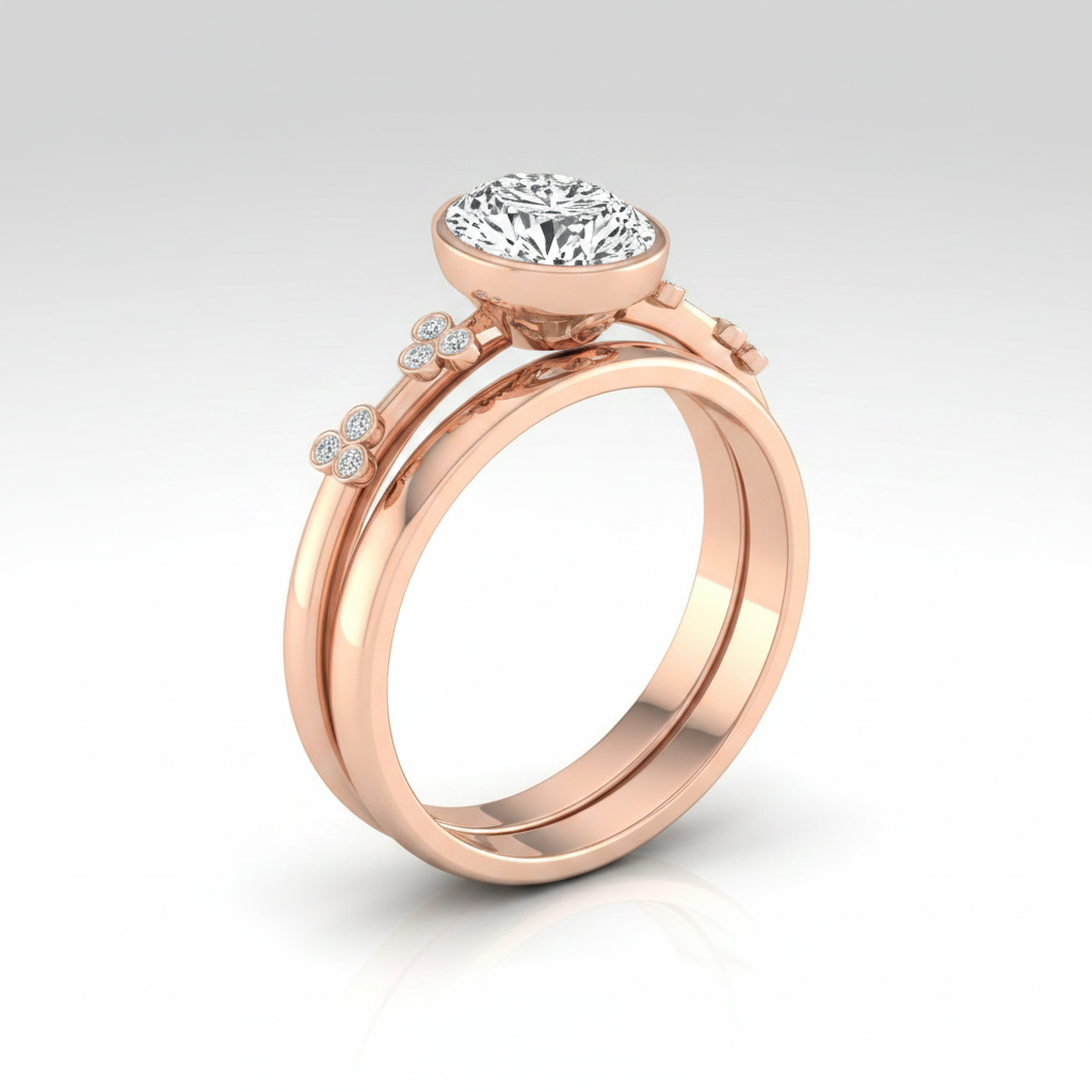 The Miley Matching Wedding Band, Oval in 14K Rose Gold