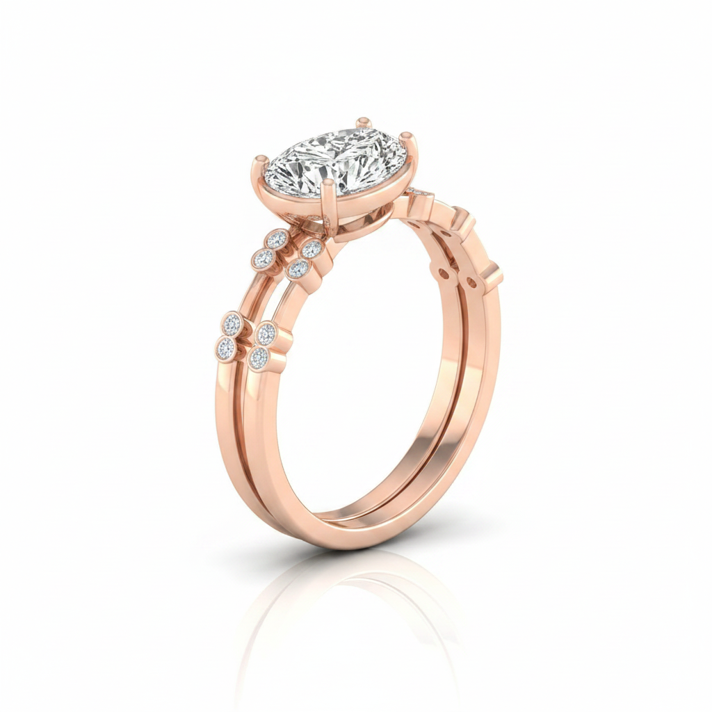 The Miley Matching Wedding Band, Princess in 14K Rose Gold
