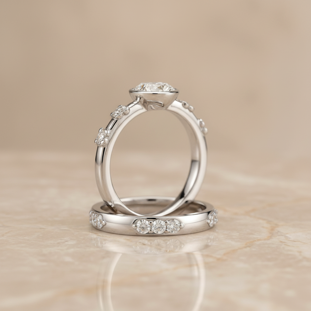 The Miley Matching Wedding Band, Oval in 18K White Gold