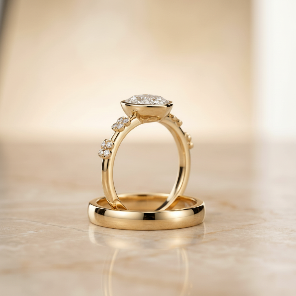 The Miley Matching Wedding Band, Princess in 18K Yellow Gold