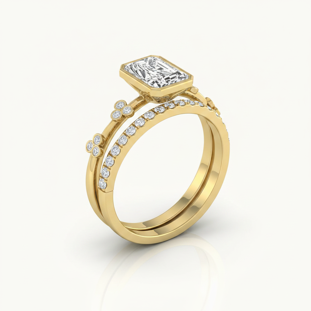 The Miley Matching Wedding Band, Radiant in 18K Yellow Gold