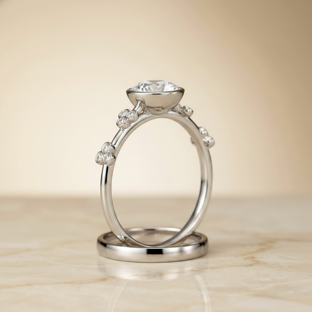 The Miley Matching Wedding Band, Round in Platinum
