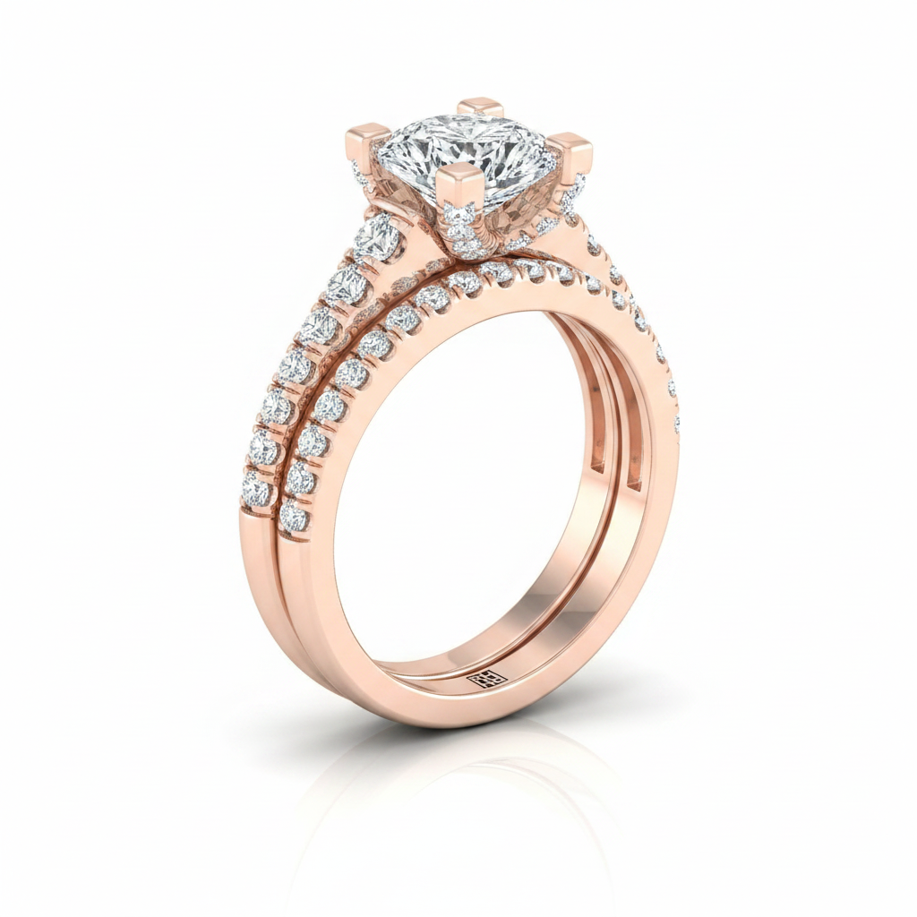 The Mimi Matching Wedding Band, Cushion in 14K Rose Gold