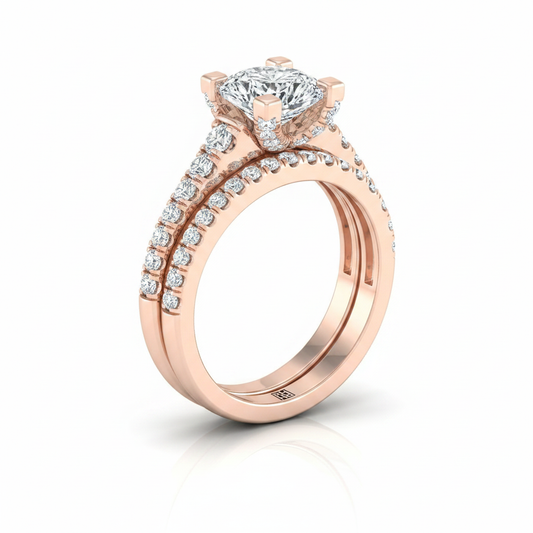 The Mimi Matching Wedding Band, Cushion in 14K Rose Gold