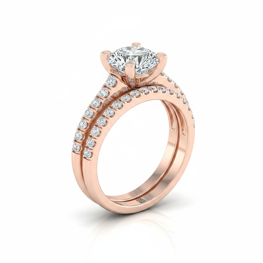 The Mimi Matching Wedding Band, Round in 14K Rose Gold