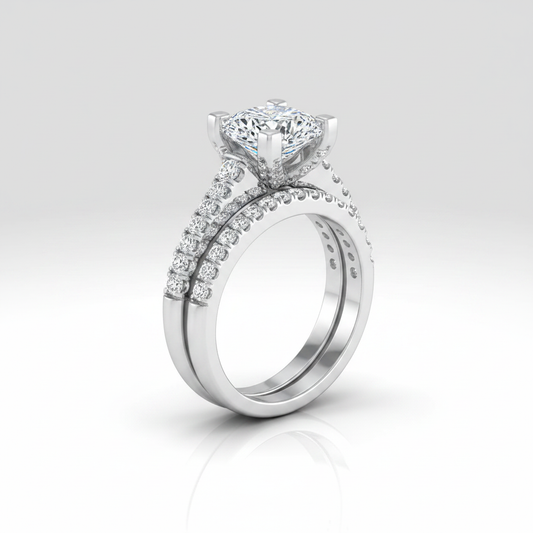 The Mimi Matching Wedding Band, Cushion in 18K White Gold