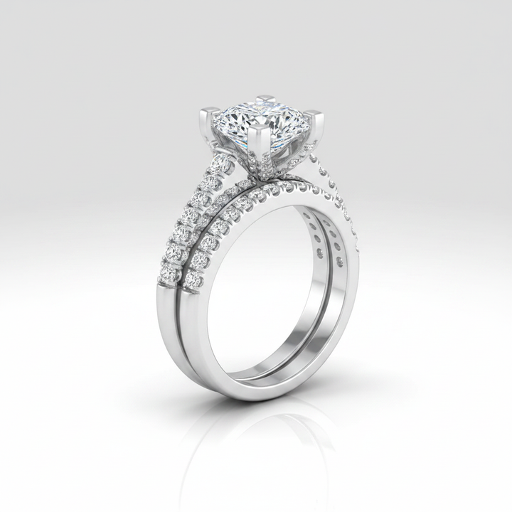 The Mimi Matching Wedding Band, Cushion in 18K White Gold | RockHer