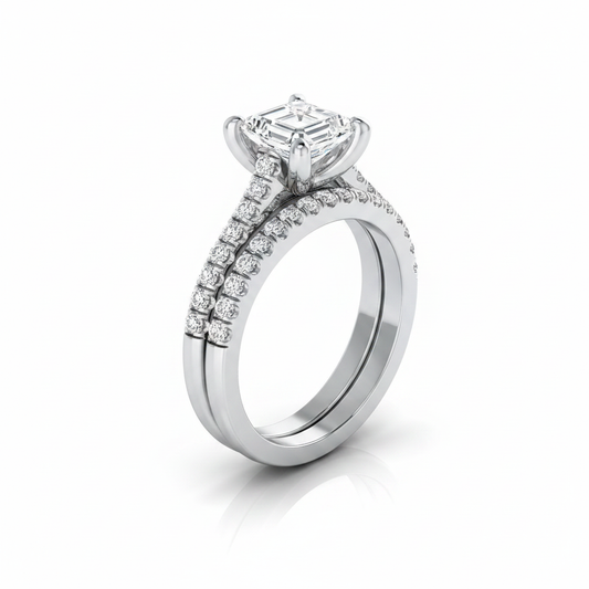 The Mimi Matching Wedding Band, Emerald in 18K White Gold