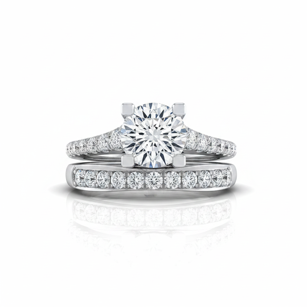 The Mimi Matching Wedding Band, Round in 18K White Gold