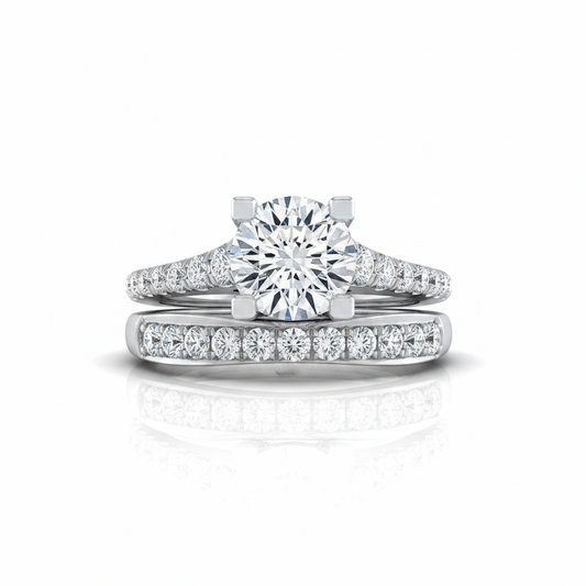 The Mimi Matching Wedding Band, Round in 18K White Gold