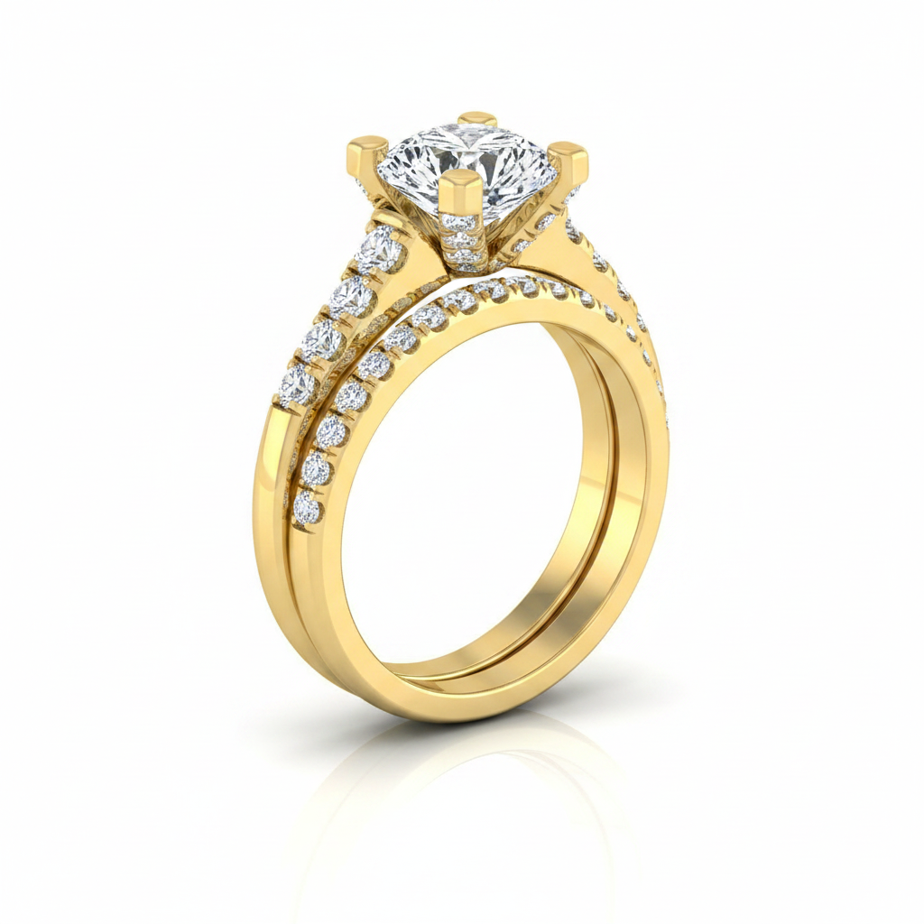 The Mimi Matching Wedding Band, Cushion in 18K Yellow Gold