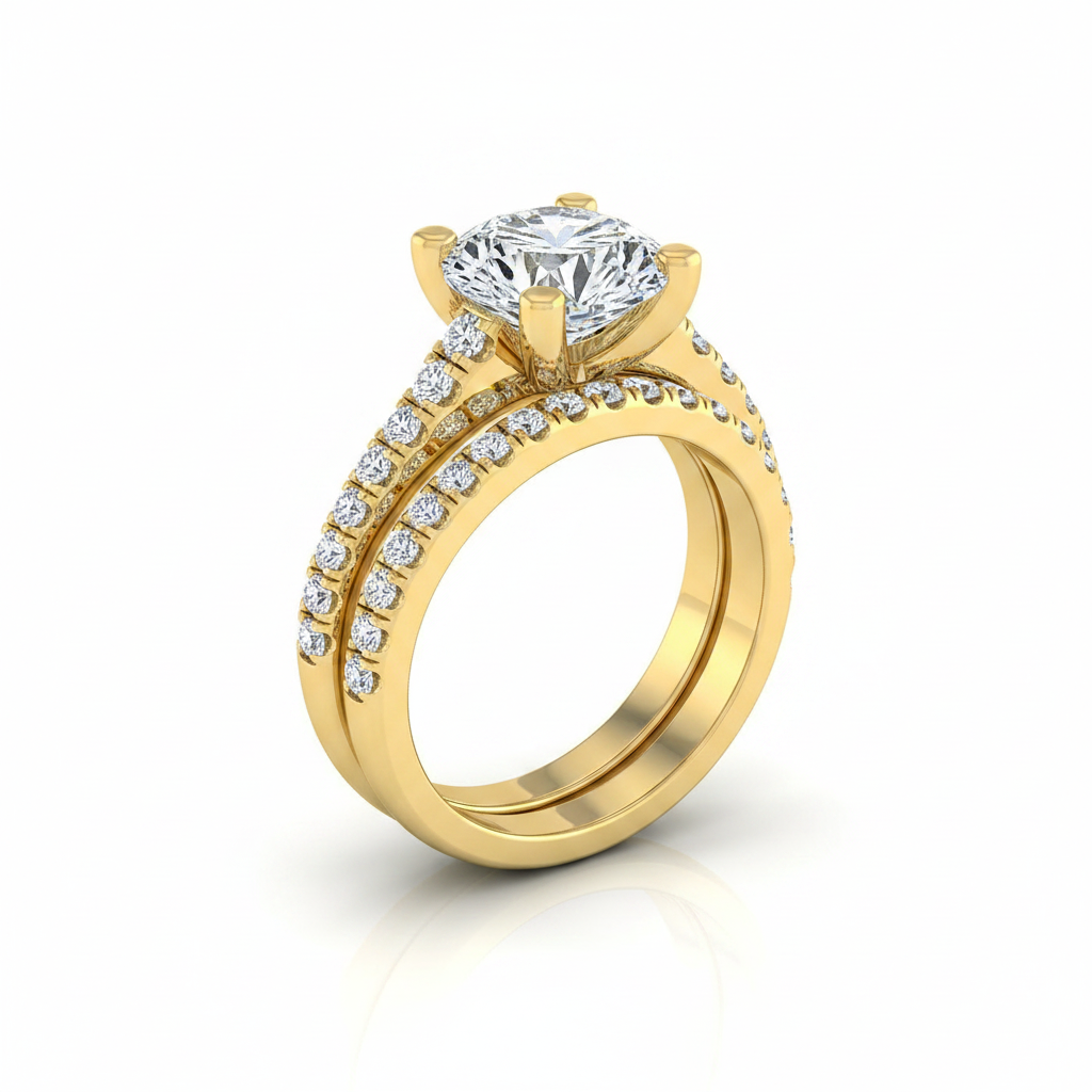 The Mimi Matching Wedding Band, Round in 18K Yellow Gold