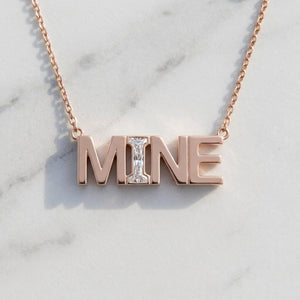 MINE lab-grown diamond letter necklace in 14K Rose Gold