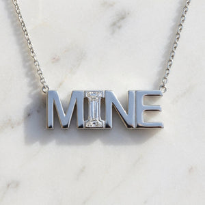 MINE lab-grown diamond letter necklace in 14K White Gold