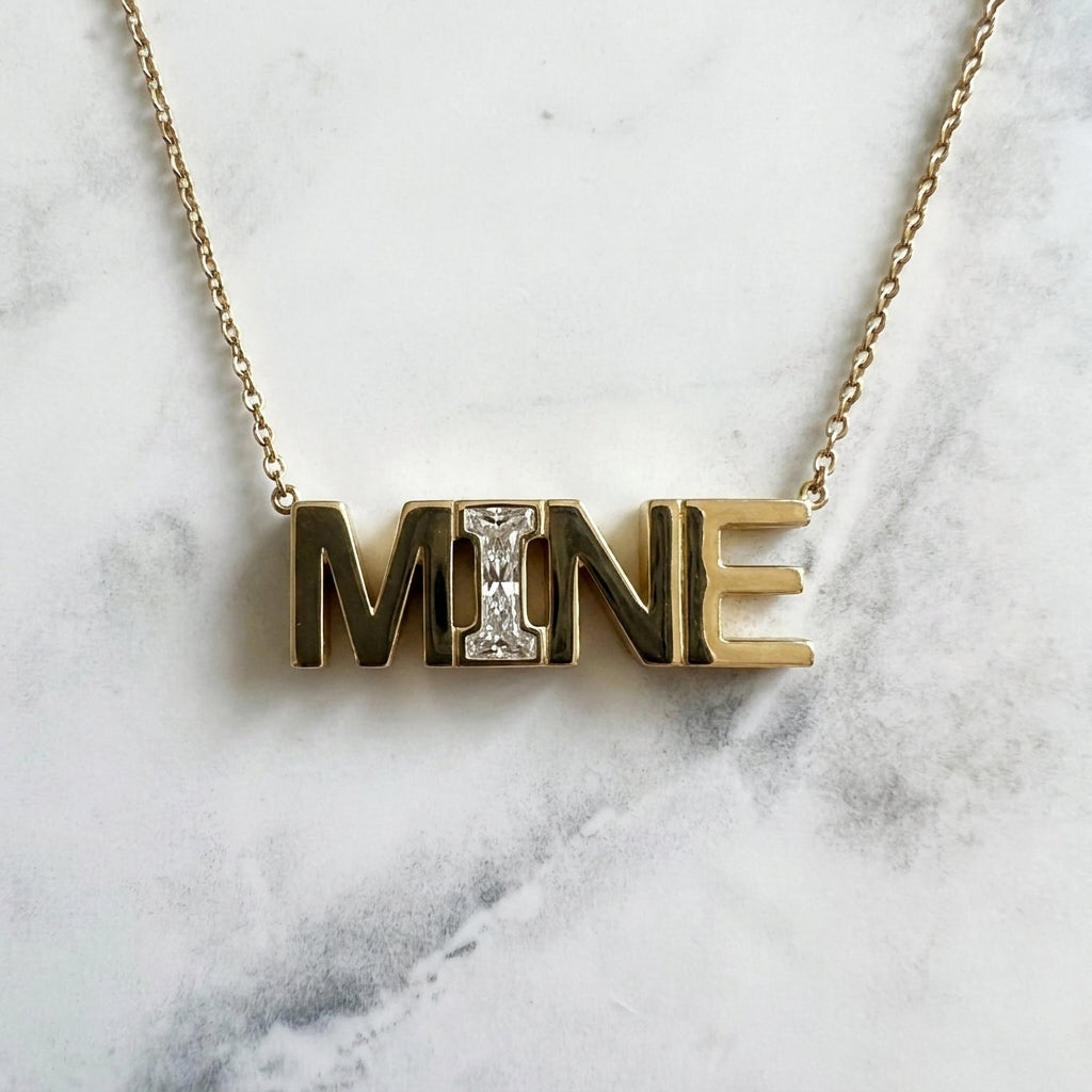 MINE lab-grown diamond letter necklace in 14K Yellow Gold