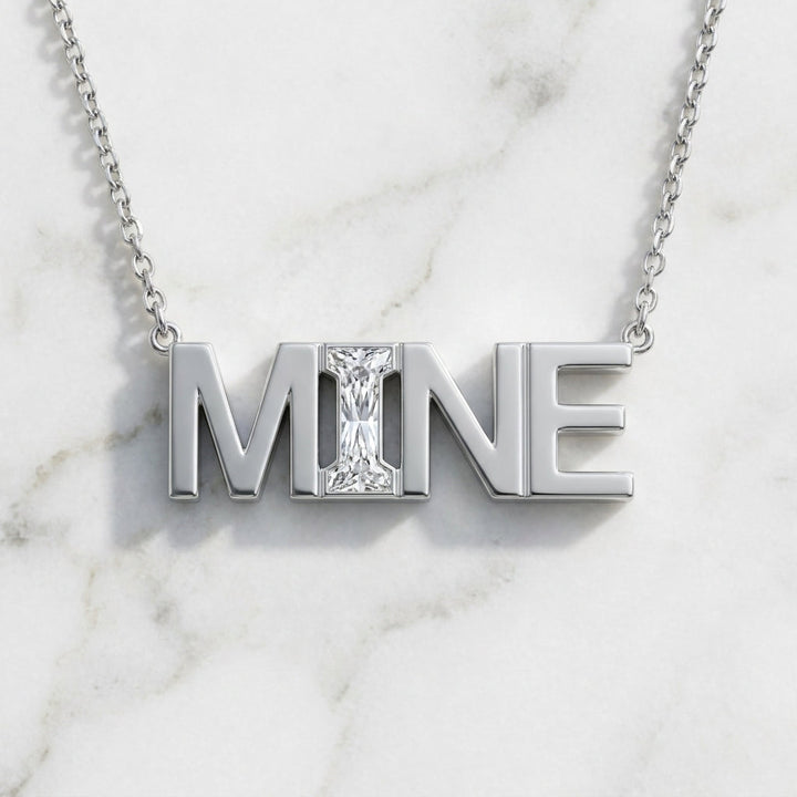 MINE lab-grown diamond letter necklace in Platinum