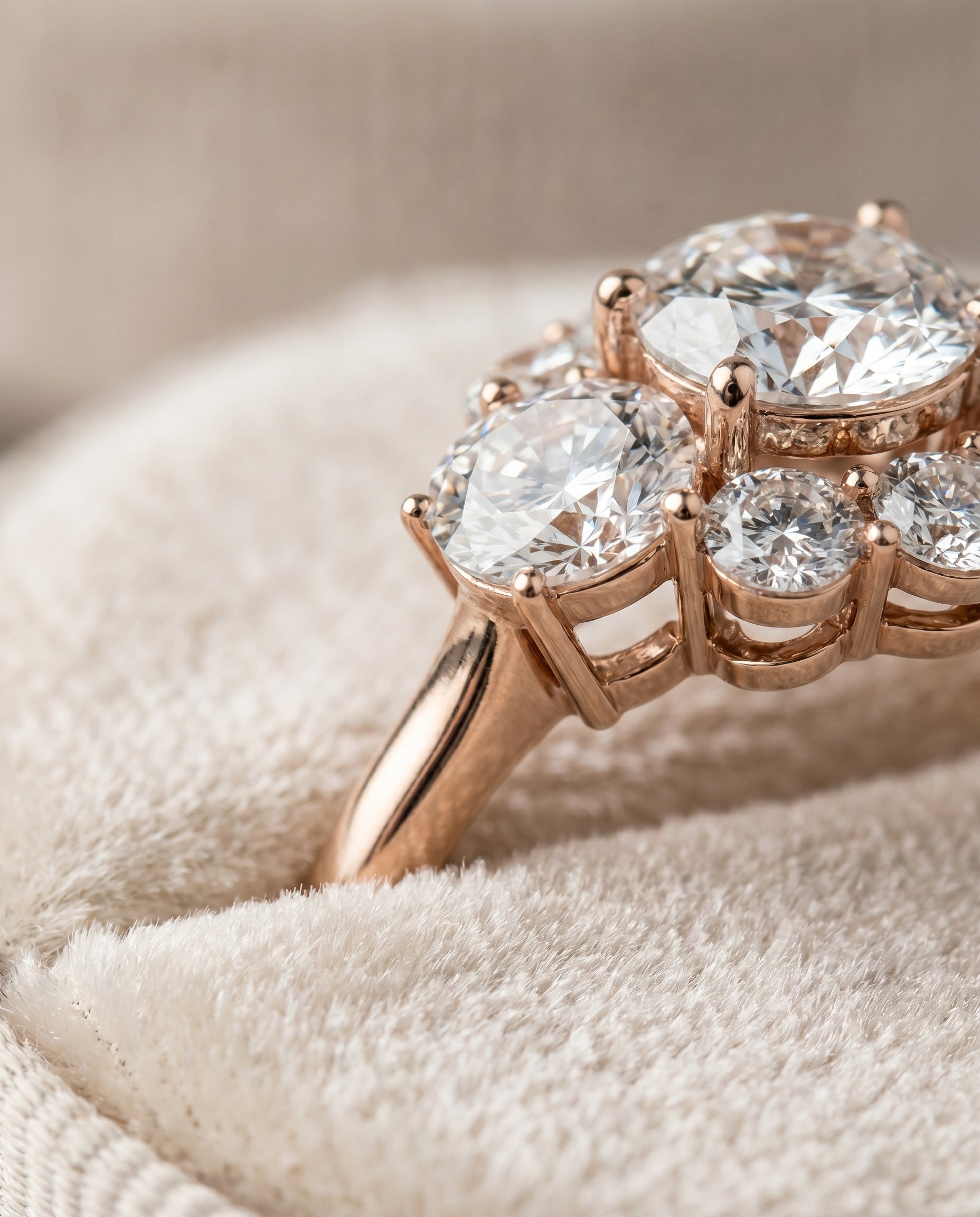 14K Rose Gold band of The Pamina round engagement ring setting | RockHer