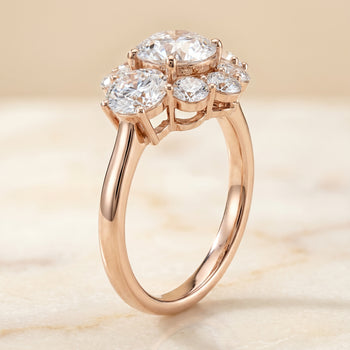 The Pamina Cluster Halo Round Engagement Ring Setting in 14K Rose Gold