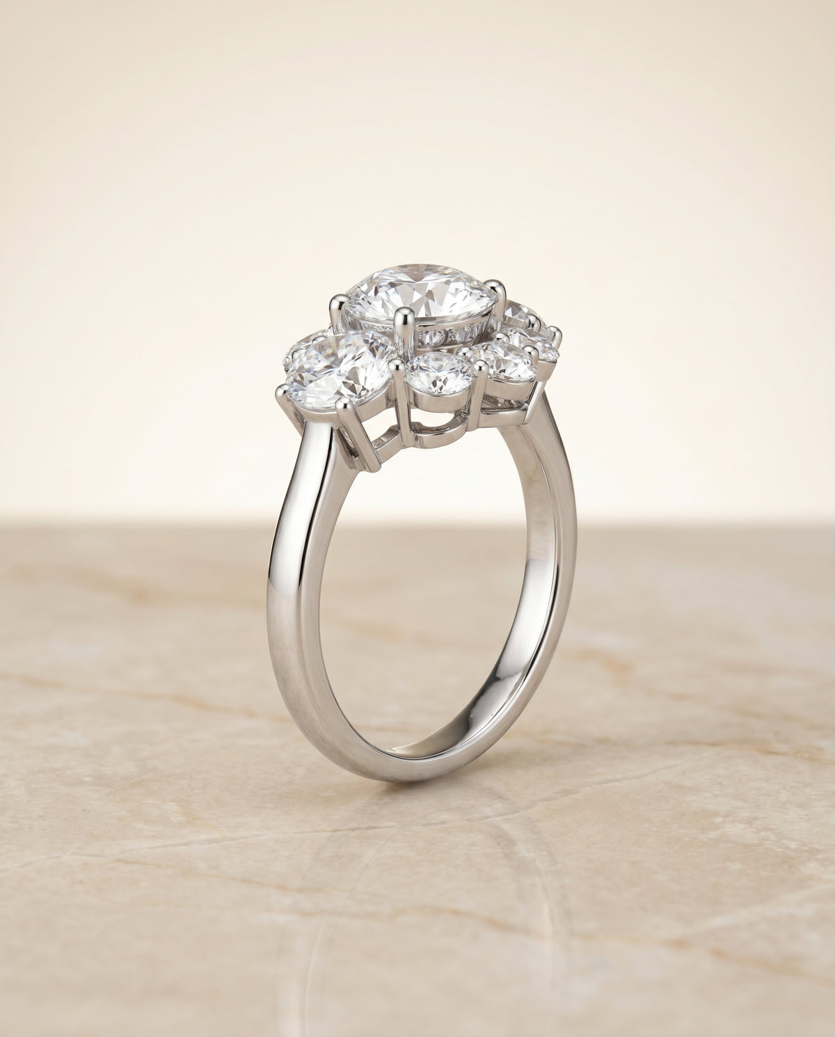 The Pamina round engagement ring setting in Platinum | RockHer