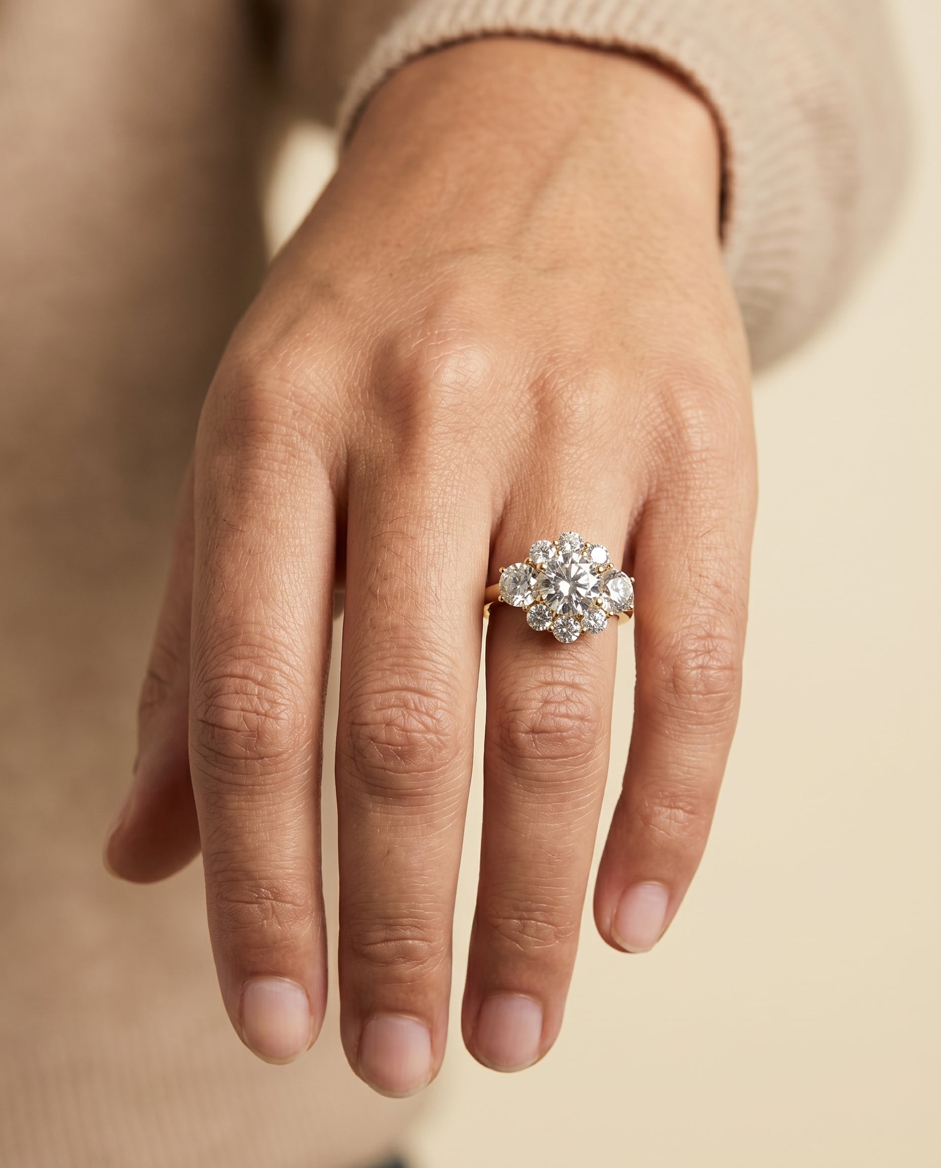 The Pamina setting for round diamonds, made to order in 18K Yellow Gold | RockHer