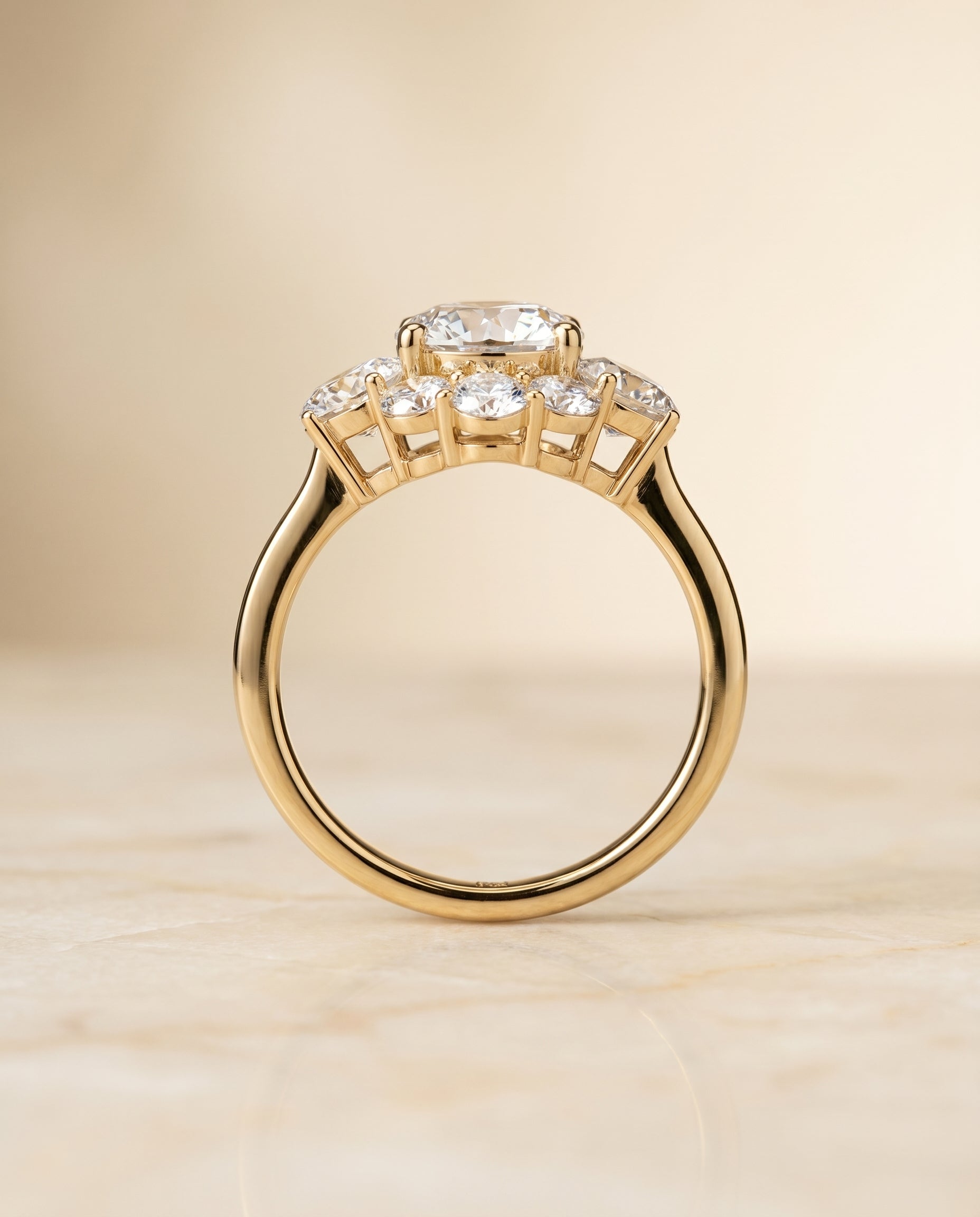 The Pamina cluster halo engagement ring setting, shown in 18K Yellow Gold | RockHer
