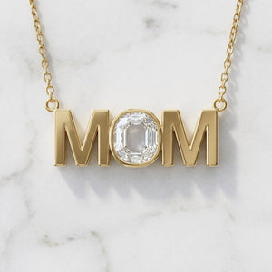 MOM lab-grown diamond letter necklace in 14K Yellow Gold
