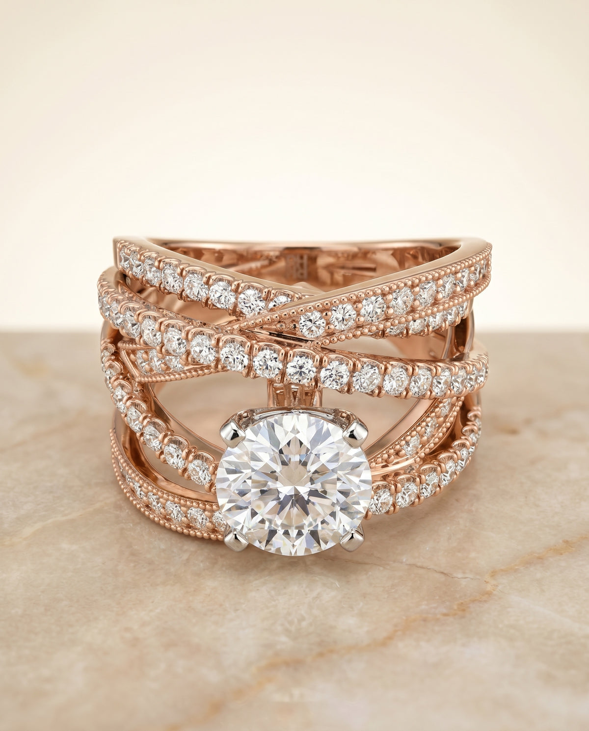 The Violetta Engagement Ring Setting for Round Diamonds in 14K Rose Gold | RockHer