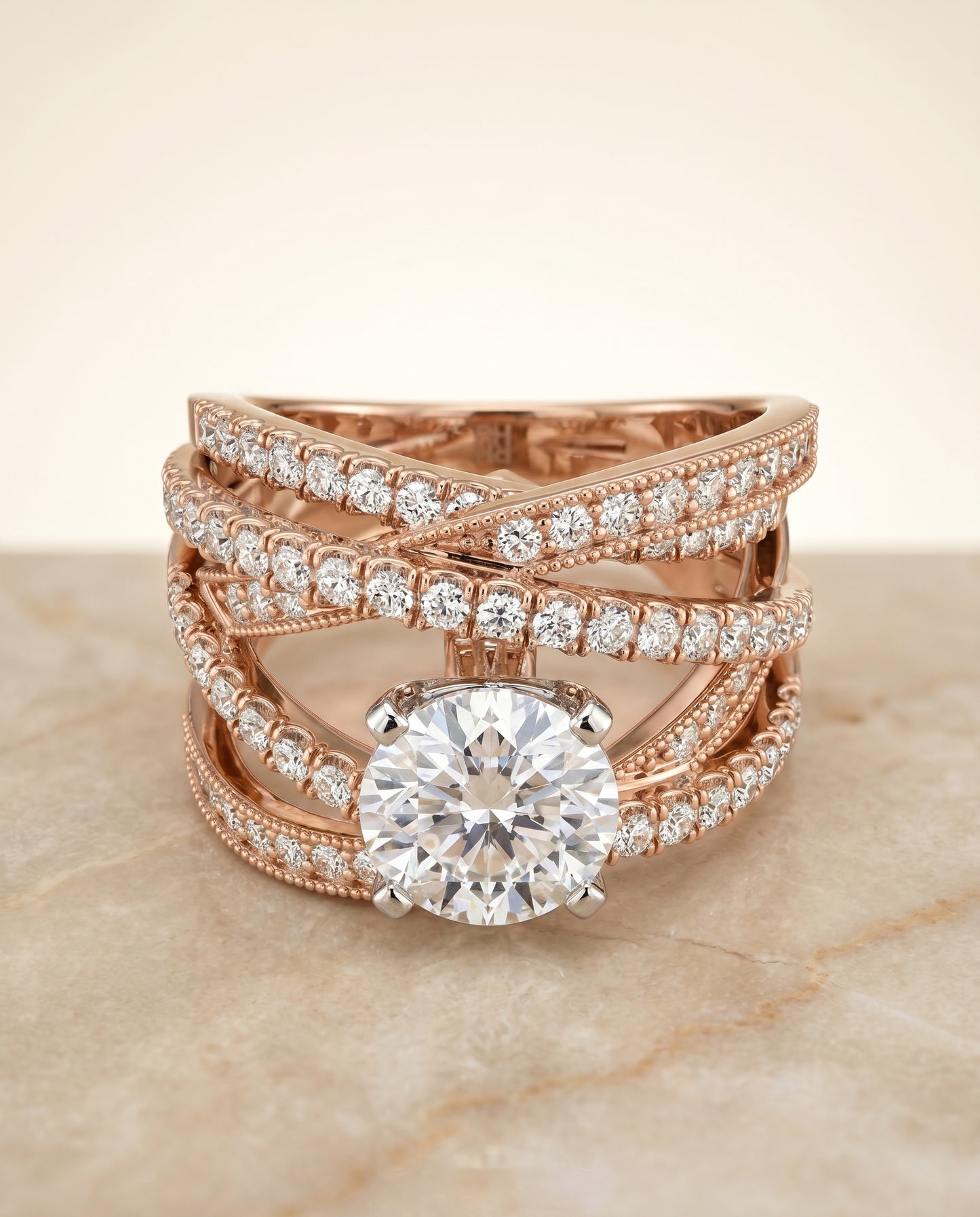 The Violetta Engagement Ring Setting for Round Diamonds in 14K Rose Gold | RockHer