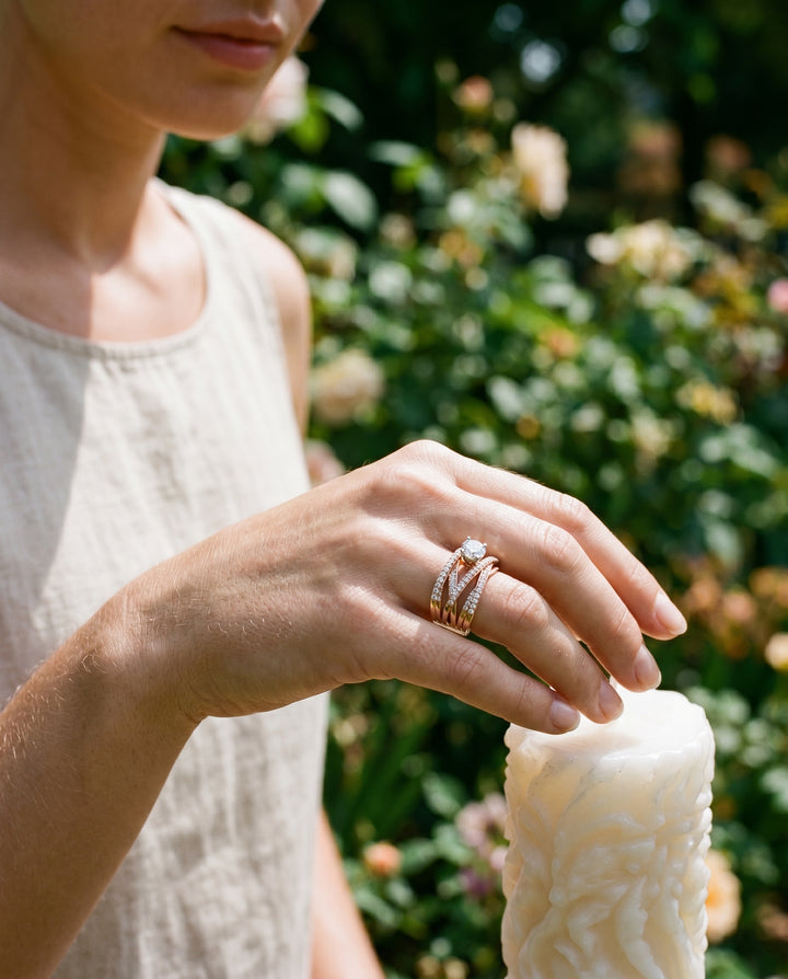 The Violetta Engagement Ring Setting for Round Diamonds in 14K Rose Gold