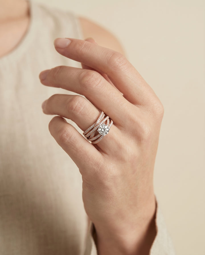 The Violetta Engagement Ring Setting for Round Diamonds in 14K Rose Gold