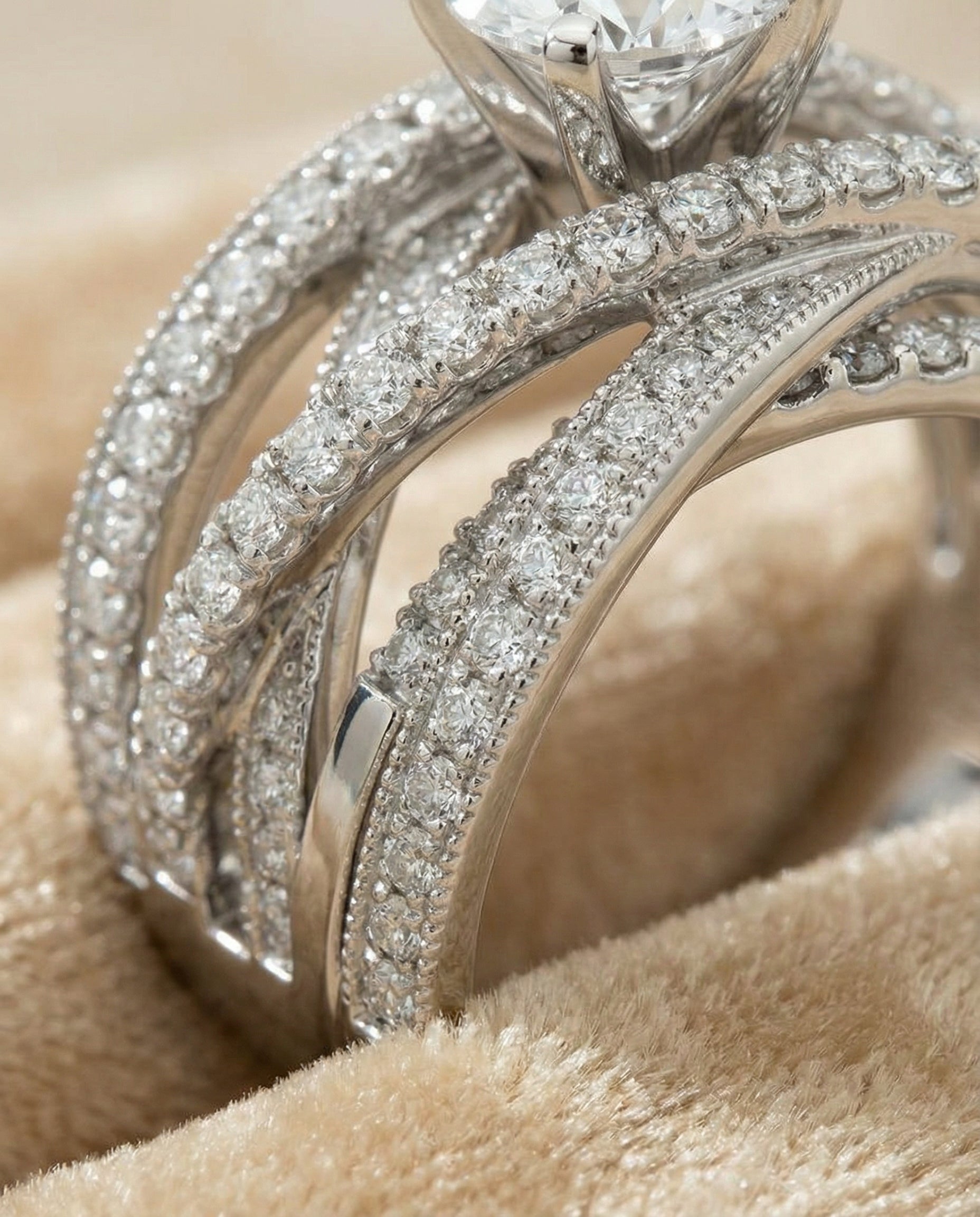 18K White Gold band of The Violetta round engagement ring setting | RockHer