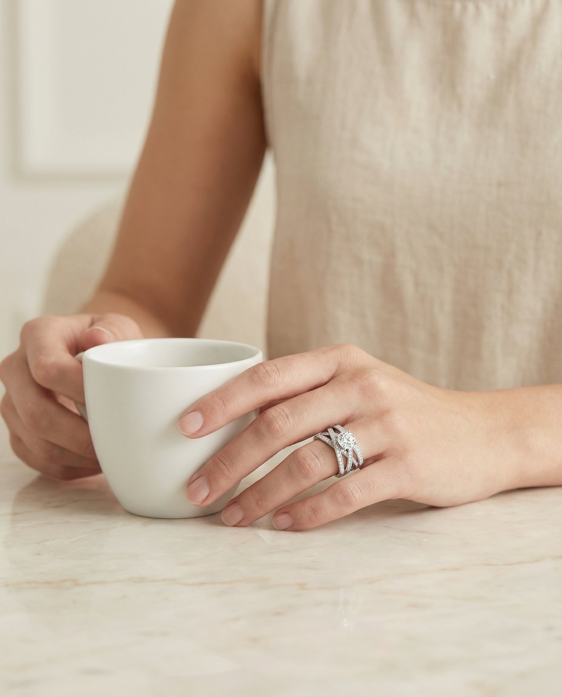 Made to order: The Violetta round engagement ring setting in 18K White Gold | RockHer