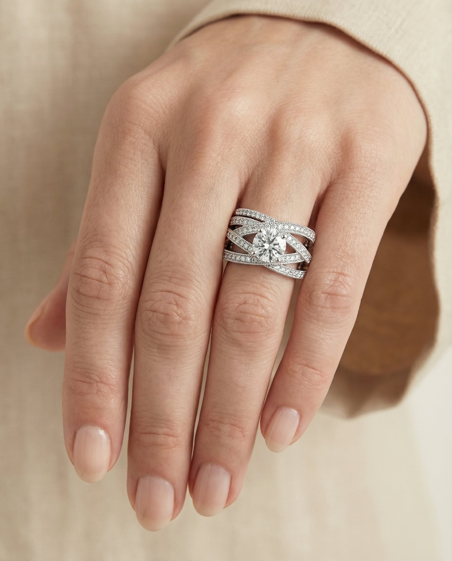 The Violetta setting for round diamonds, made to order in 18K White Gold | RockHer