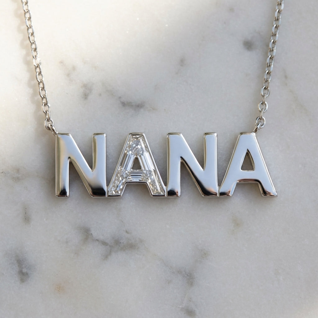 NANA lab-grown diamond letter necklace in 14K White Gold