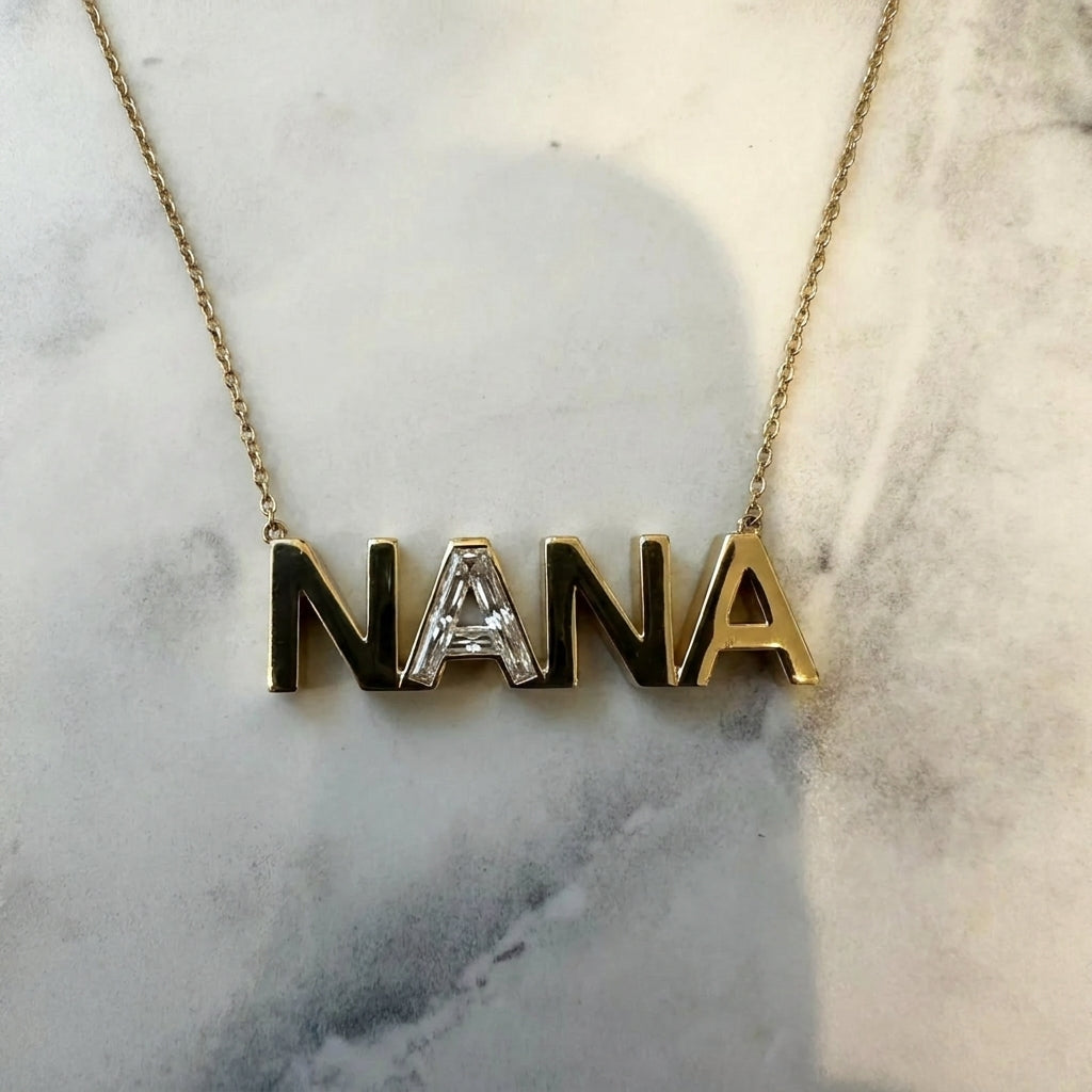 NANA lab-grown diamond letter necklace in 14K Yellow Gold