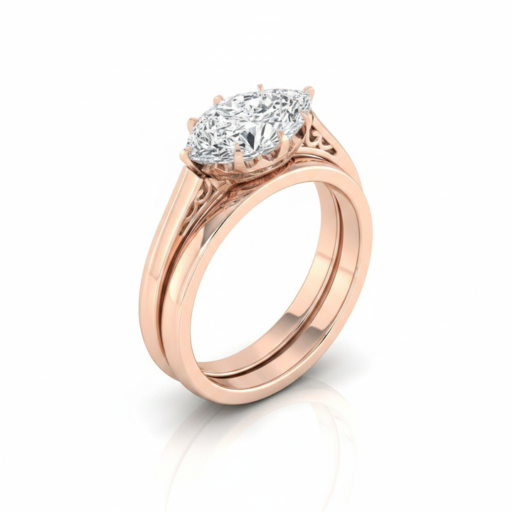 The Natalia Matching Wedding Band, Marquise in 14K Rose Gold