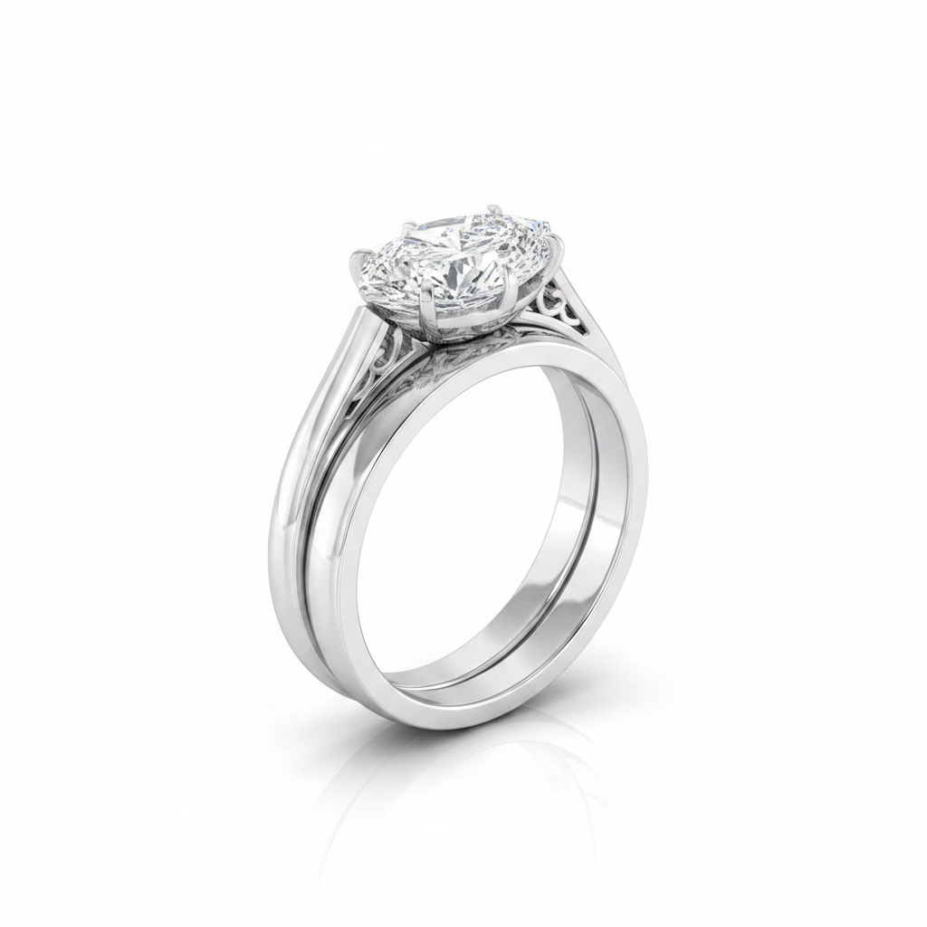 The Natalia Matching Wedding Band, Marquise in 18K White Gold