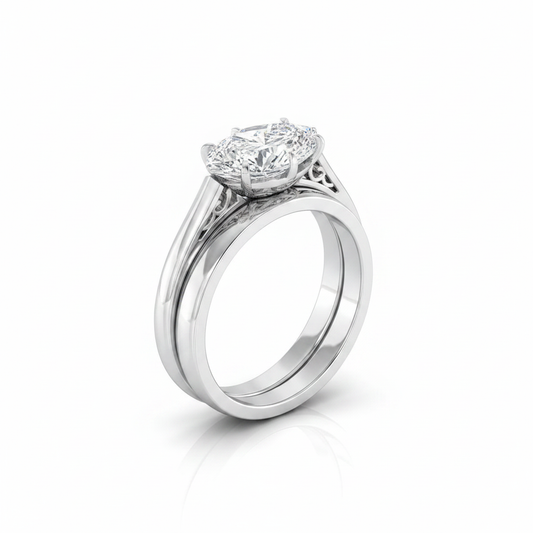 The Natalia Matching Wedding Band, Marquise in 18K White Gold