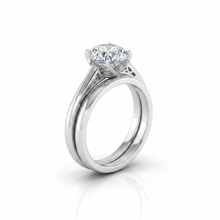 The Natalia Matching Wedding Band, Round in 18K White Gold | RockHer